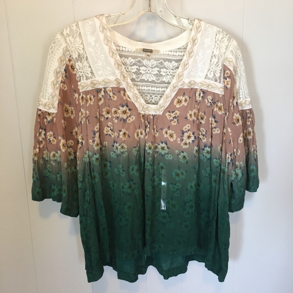 Gimmicks BKE Green Gables Dip Dye Blouse Small - Picture 1 of 16